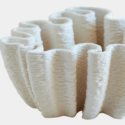 Kumiko Ripple Printed Bowl-Matte White