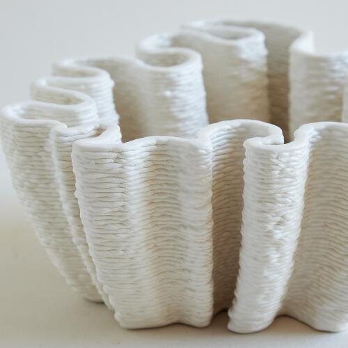 Ripple Printed Bowl-Matte White