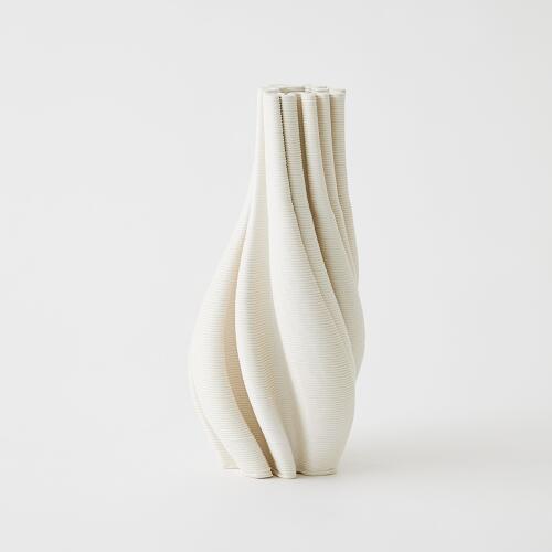 Twist Printed Vase-Matte White