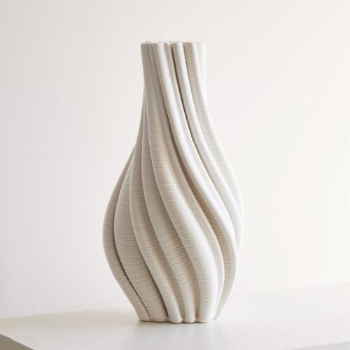 Twist Printed Vase-Matte White