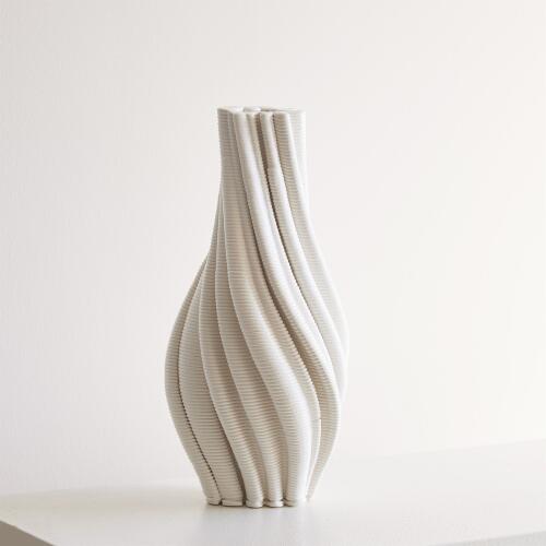 Twist Printed Vase-Matte White
