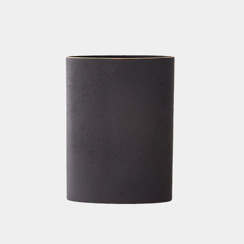 Tuba Vase-Black w/Gold Rim