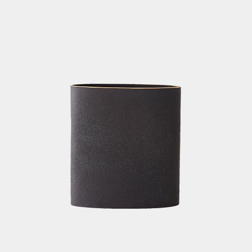 Tuba Vase-Black w/Gold Rim