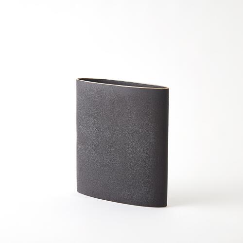 Tuba Vase-Black w/Gold Rim