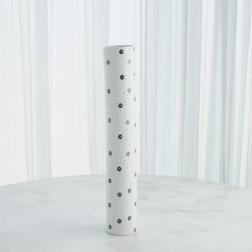Spotted Tube Vase-White w/Black Spots