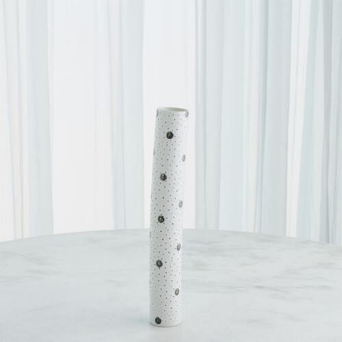 Spotted Tube Vase-White w/Black Spots