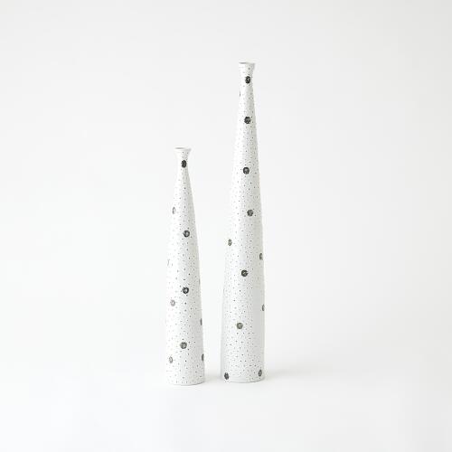 Spotted Tapered Vase-White w/Black Spots