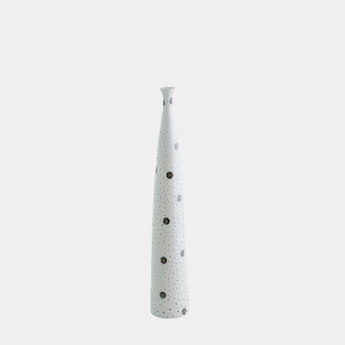 Spotted Tapered Vase-White w/Black Spots