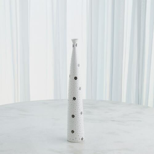 Spotted Tapered Vase-White w/Black Spots