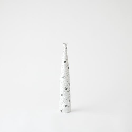 Spotted Tapered Vase-White w/Black Spots