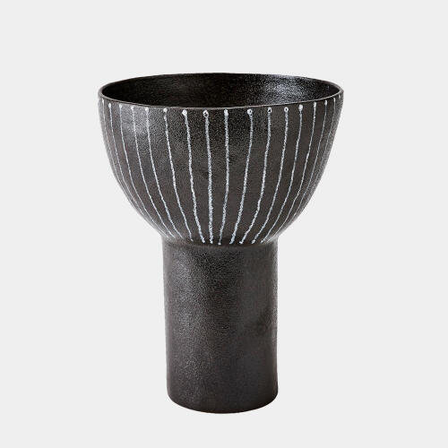 Cinder Footed Bowl-Striped-Lg