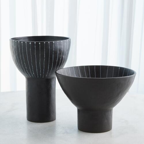 Cinder Footed Bowl-Striped