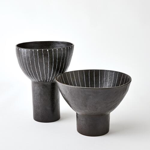 Cinder Footed Bowl-Striped