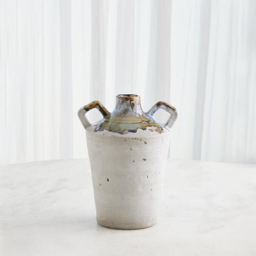 Volcan Footed Vase-Gray/Reactive Green