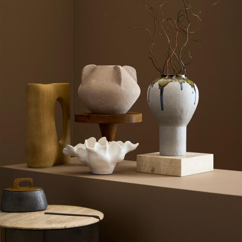 Volcan Footed Vase-Gray/Reactive Green