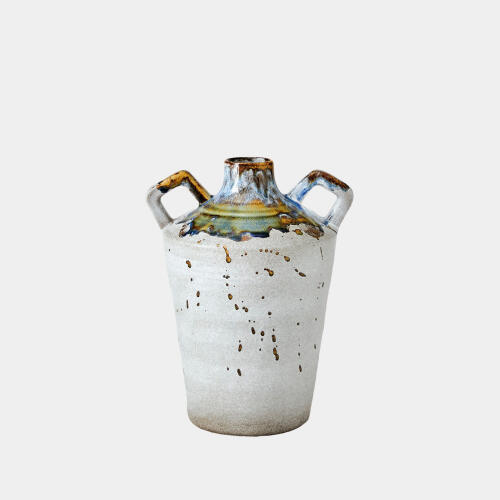 Volcan Handled Jar-Gray/Reactive Green