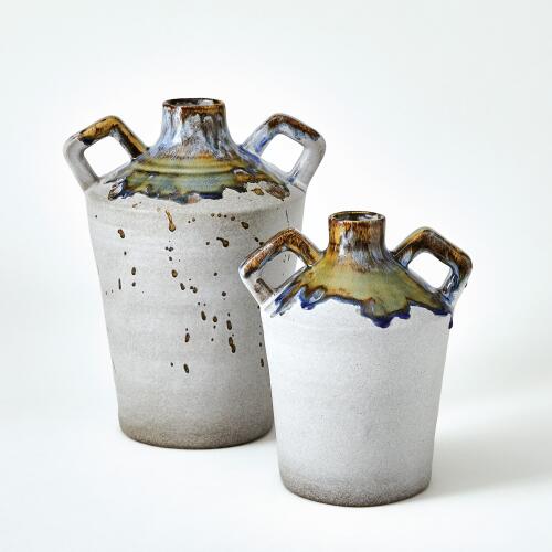 Volcan Handled Jar-Grey/Reactive Green