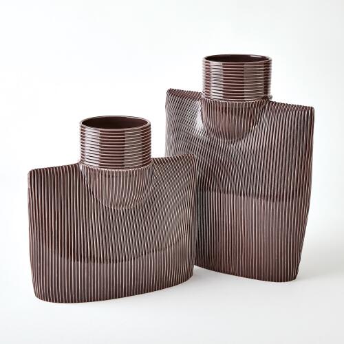 Ribbed Collar Vase-Plum
