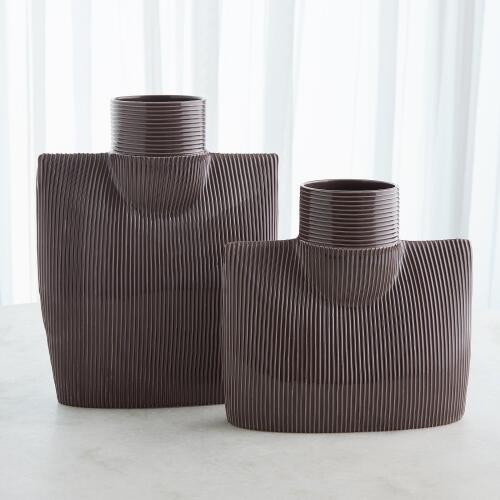 Ribbed Collar Vase-Plum