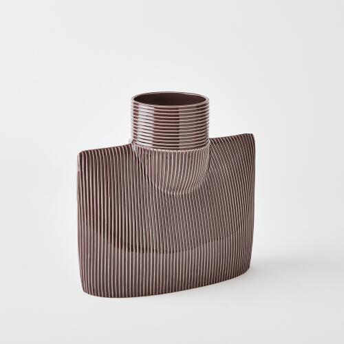 Ribbed Collar Vase-Plum