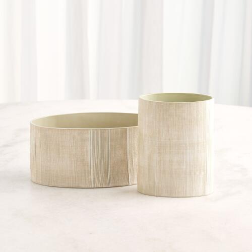 Cross Hatch Vase-Celery-Med