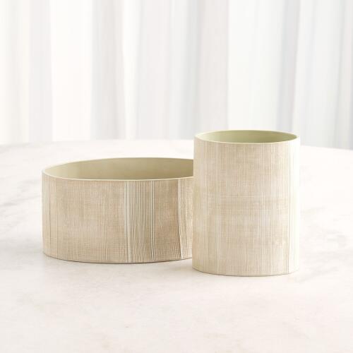 Cross Hatch Vase-Celery-Sm