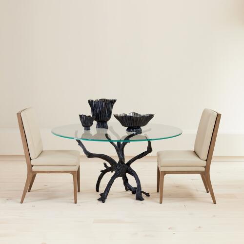 Folha Footed Vase-Black/Metallic