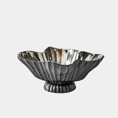 Folha Footed Bowl-Black/Metallic