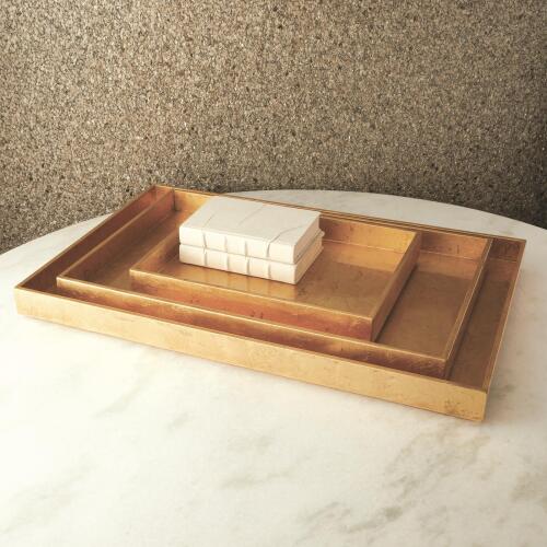 Luxe Gold Leaf Rectangle Tray