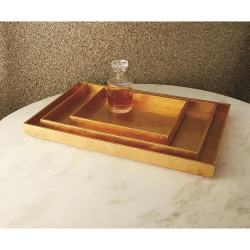 Luxe Gold Leaf Rectangle Tray