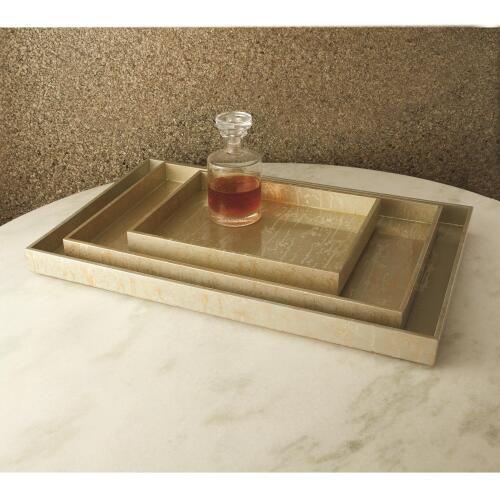 Champagne Silver Leaf Rectangle Tray