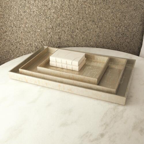 Champagne Silver Leaf Rectangle Tray