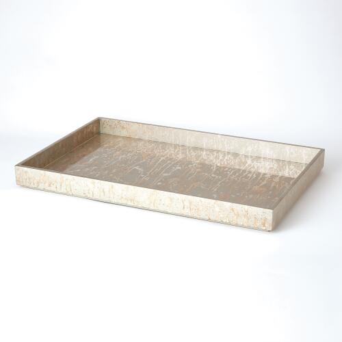 Champagne Silver Leaf Rectangle Tray