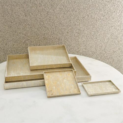 Champagne Silver Leaf Rectangle Tray