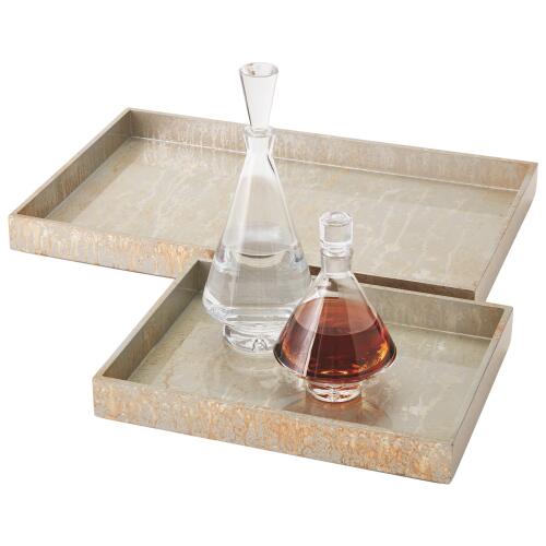 Champagne Silver Leaf Rectangle Tray