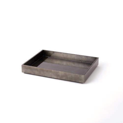 Gunmetal Silver Leaf Rectangle Tray