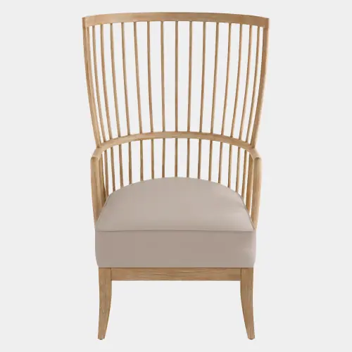 Spindle Wing Chair-Gray Leather