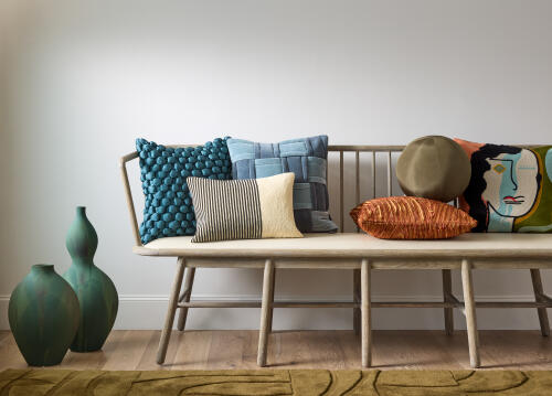 Spindle Long Bench-Beige Leather