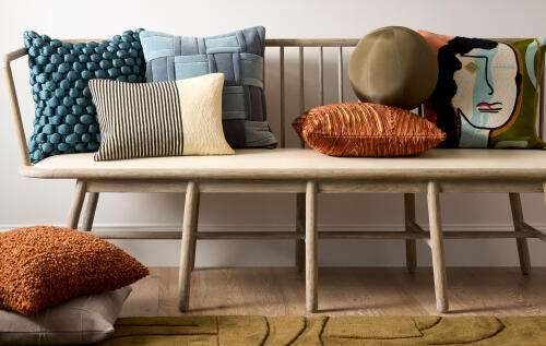 Spindle Long Bench-Beige Leather