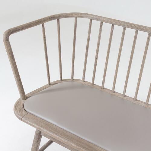 Spindle Long Bench-Gray Leather