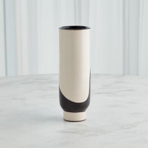 Simple Face Vase-Natural w/Black Design