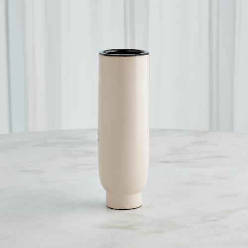 Simple Face Vase-Natural w/Black Design