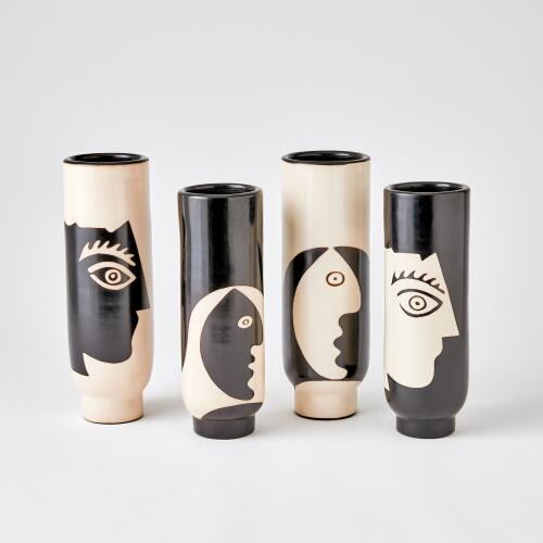 Hombra Vase-Black w/Natural Design