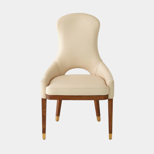 Nola Dining Chair-Ivory Leather