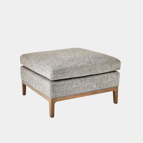 Laguna Ottoman-Gray Wood-Muslin