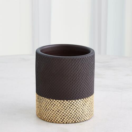 Java Vase-Matte Black/Gold Metallic