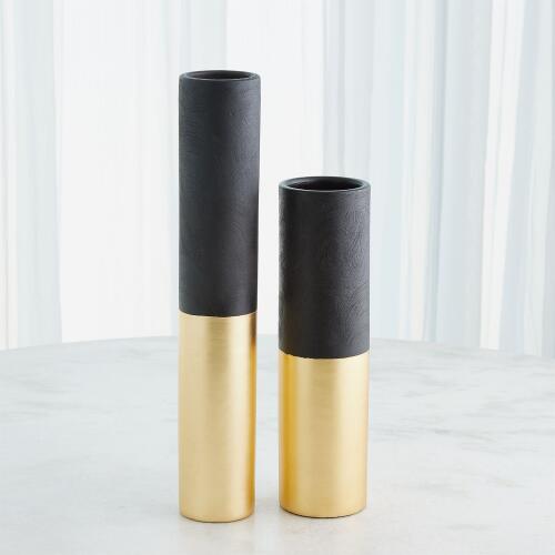 Collins Vase-Matte Black/Gold Metallic