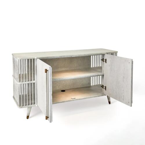 Arbor Media Cabinet-Whitewashed Finish