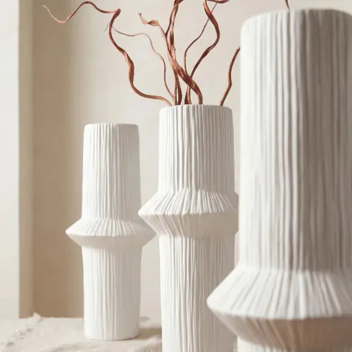 Ascending Ring Vase-Matte White-Low