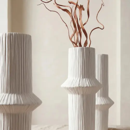Ascending Ring Vase-Matte White-Low
